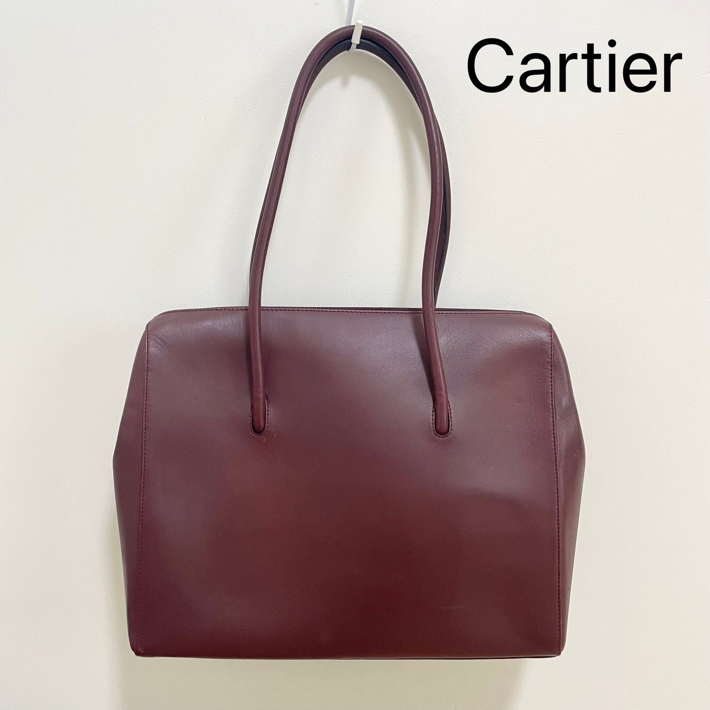 Cartier カルティエ トートバッグ マストライン 肩掛け レザー レディース ボルドー 美品 中古