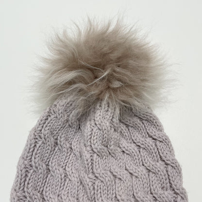 MONCLER モンクレール ニットキャップ ニット帽 帽子 ワッペン ファー 可愛い 冬 レディース ベージュ 新品未使用