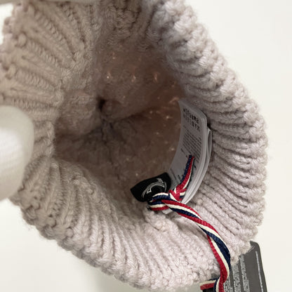 MONCLER モンクレール ニットキャップ ニット帽 帽子 ワッペン ファー 可愛い 冬 レディース ベージュ 新品未使用