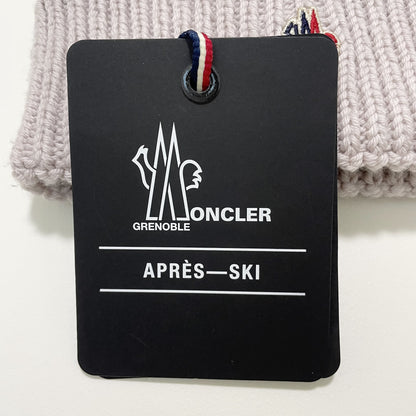 MONCLER モンクレール ニットキャップ ニット帽 帽子 ワッペン ファー 可愛い 冬 レディース ベージュ 新品未使用
