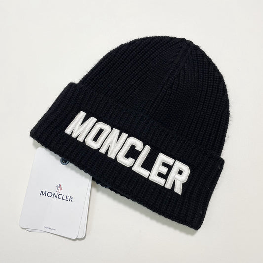 MONCLER モンクレール ニットキャップ ニット帽 帽子 ロゴ ユニセックス 刺繍 メンズ レディース ブラック 新品未使用