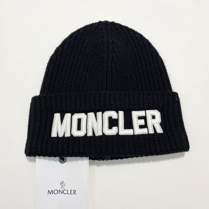 MONCLER モンクレール ニットキャップ ニット帽 帽子 ロゴ ユニセックス 刺繍 メンズ レディース ブラック 新品未使用