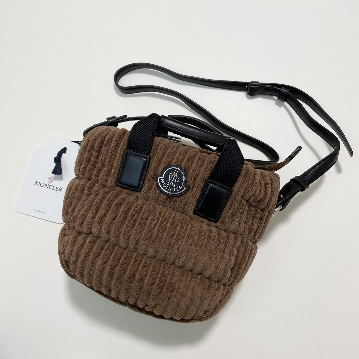 MONCLER モンクレール ショルダーバッグ ハンドバッグ コーデュロイ ダウン ミニバッグ レディース ブラウン 新品未使用