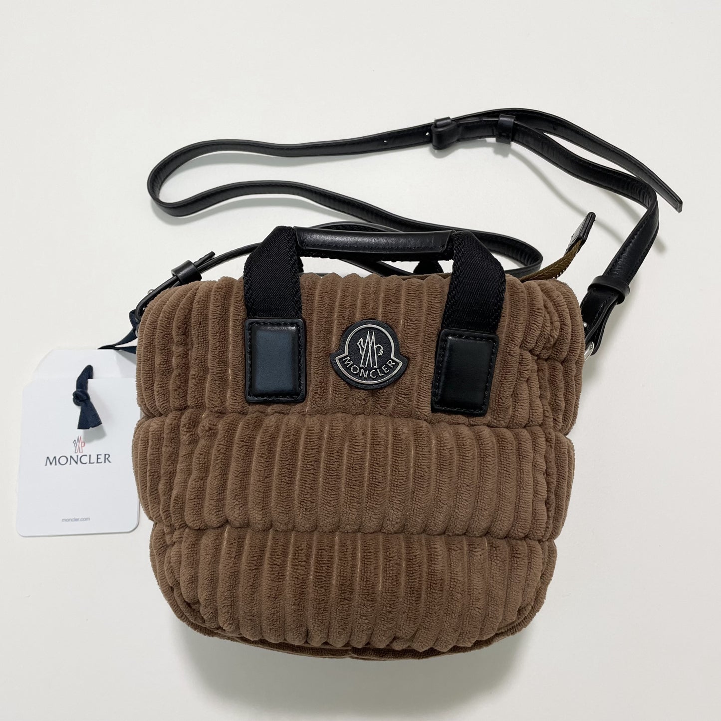 MONCLER モンクレール ショルダーバッグ ハンドバッグ コーデュロイ ダウン ミニバッグ レディース ブラウン 新品未使用