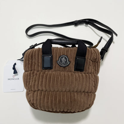 MONCLER モンクレール ショルダーバッグ ハンドバッグ コーデュロイ ダウン ミニバッグ レディース ブラウン 新品未使用