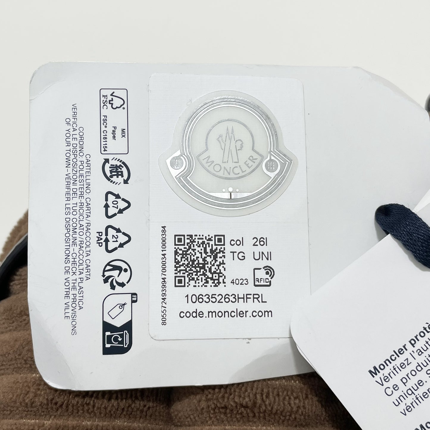 MONCLER モンクレール ショルダーバッグ ハンドバッグ コーデュロイ ダウン ミニバッグ レディース ブラウン 新品未使用