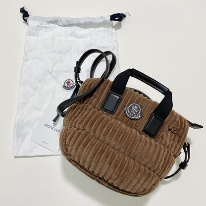 MONCLER モンクレール ショルダーバッグ ハンドバッグ コーデュロイ ダウン ミニバッグ レディース ブラウン 新品未使用