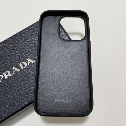 PRADA プラダ iPhone14 Pro ケース スマホケース ロゴ レザー シンプル 紺 ネイビー サフィアーノ 新品未使用