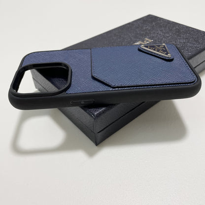 PRADA プラダ iPhone14 Pro ケース スマホケース ロゴ レザー シンプル 紺 ネイビー サフィアーノ 新品未使用