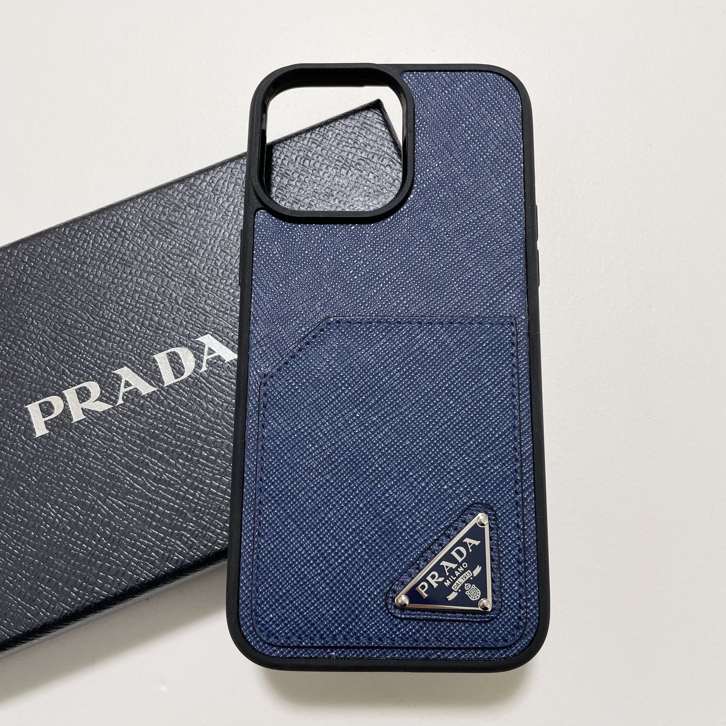 PRADA プラダ iPhone14 Pro Max ケース スマホケース ロゴ ネイビー 紺 シンプル サフィアーノ 新品未使用