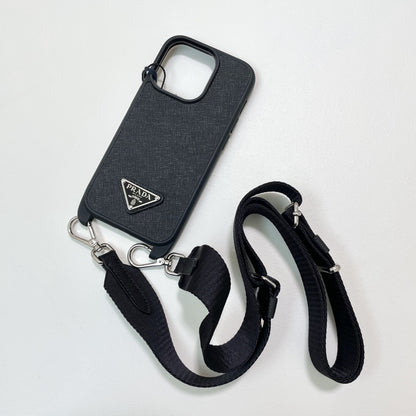 PRADA プラダ iPhone 14 Pro ケース スマホケース ショルダー ストラップ シンプル レディース 黒 新品未使用