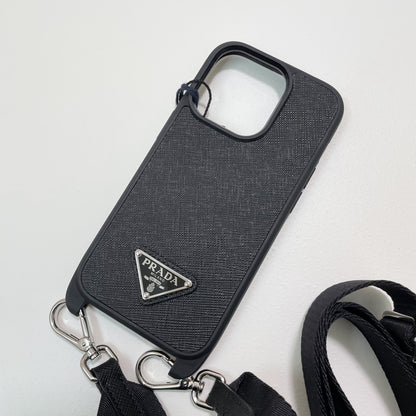 PRADA プラダ iPhone 14 Pro ケース スマホケース ショルダー ストラップ シンプル レディース 黒 新品未使用