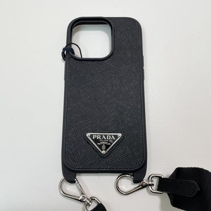 PRADA プラダ iPhone 14 Pro ケース スマホケース ショルダー ストラップ シンプル レディース 黒 新品未使用