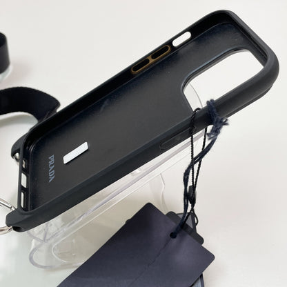 PRADA プラダ iPhone 14 Pro ケース スマホケース ショルダー ストラップ シンプル レディース 黒 新品未使用