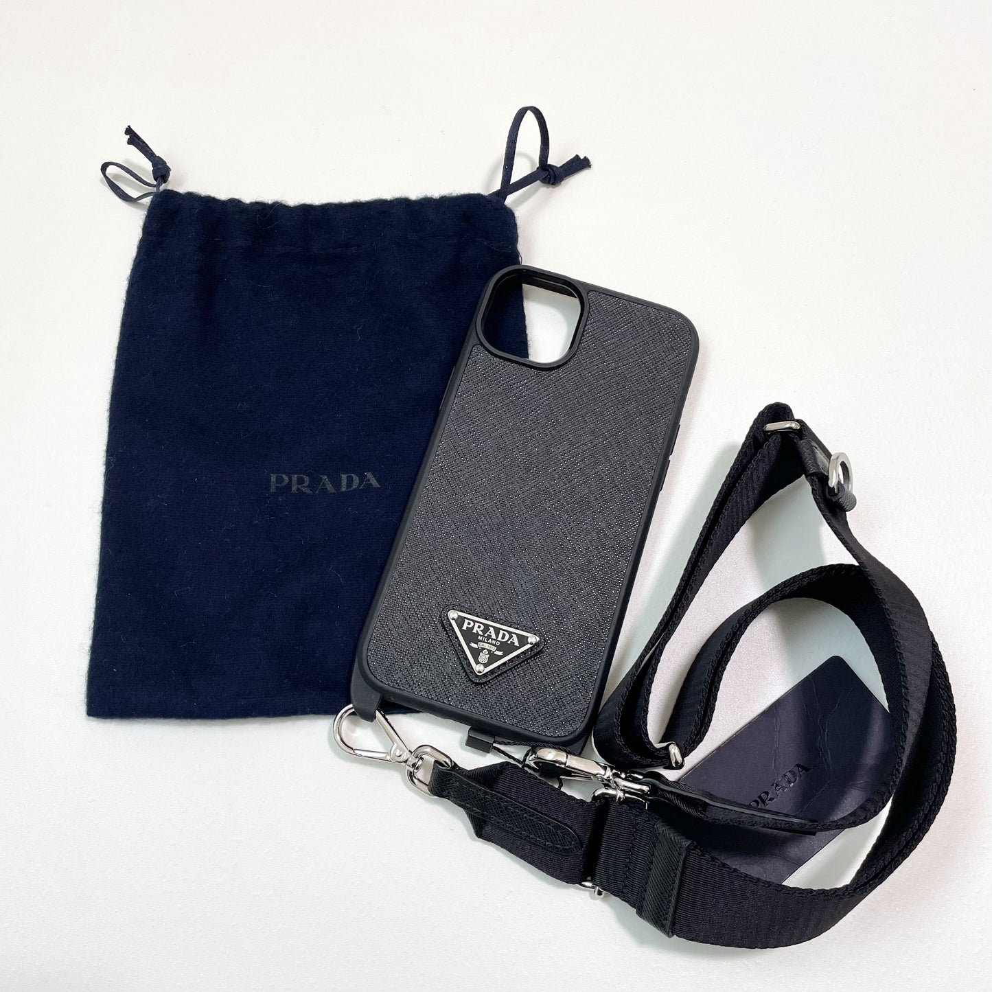 PRADA プラダ iPhone14 Plus ケース スマホケース ショルダー ストラップ シンプル 黒 ブラック 新品未使用