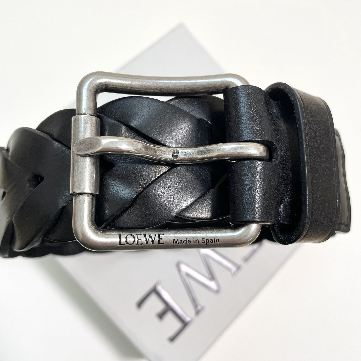 LOEWE  ロエベ ベルト 編み込み メンズ 男性 レディース 女性 ロゴ バックル ブランド 黒 ブラック 新品未使用
