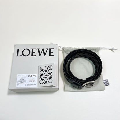 LOEWE  ロエベ ベルト 編み込み メンズ 男性 レディース 女性 ロゴ バックル ブランド 黒 ブラック 新品未使用