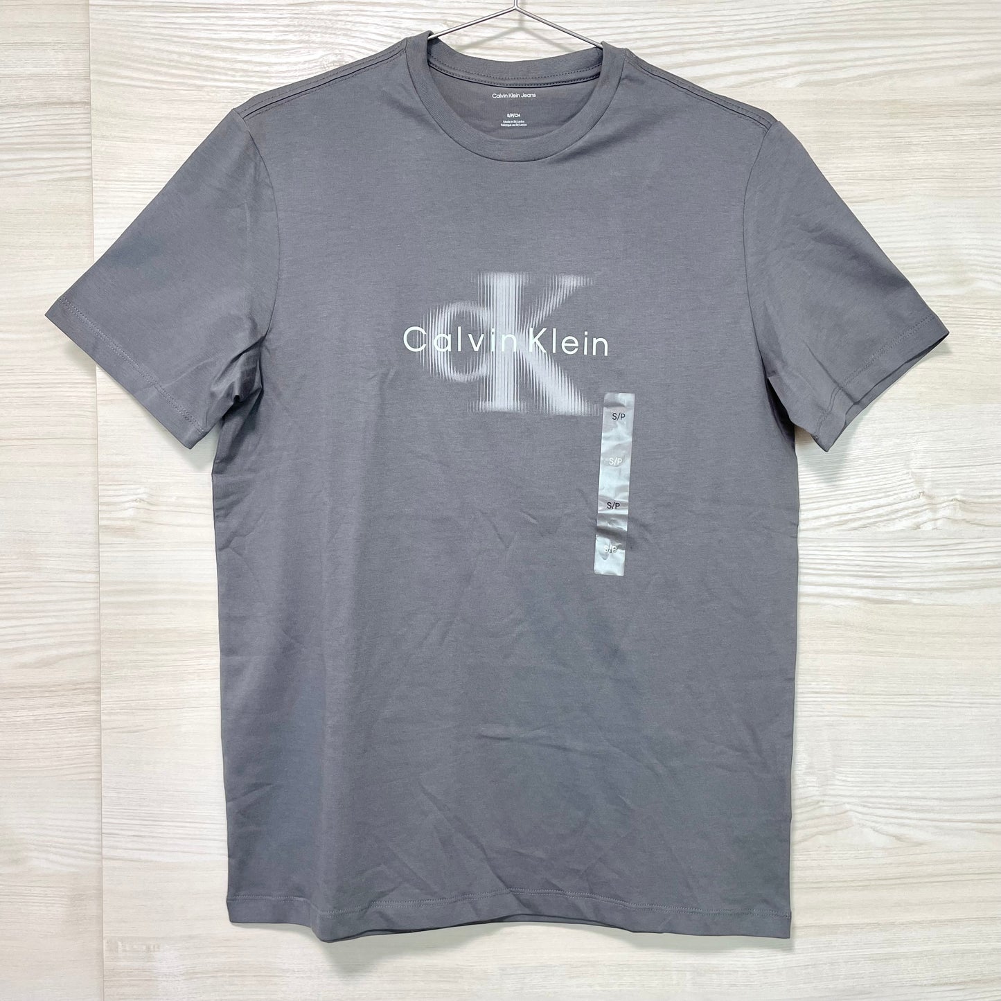 Calvin Klein カルバンクライン Tシャツ L カットソー 半袖 プリント ロゴ グレー メンズ レディース コットン