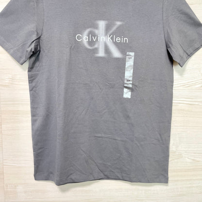 Calvin Klein カルバンクライン Tシャツ L カットソー 半袖 プリント ロゴ グレー メンズ レディース コットン