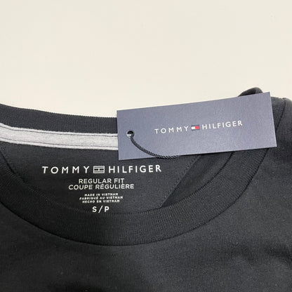 TOMMY HILFIGER トミーヒルフィガー Tシャツ S/L カットソー 半袖 プリント ロゴ シンプル メンズ 綿 ブラック