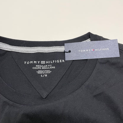TOMMY HILFIGER トミーヒルフィガー Tシャツ S/L カットソー 半袖 プリント ロゴ シンプル メンズ 綿 ブラック