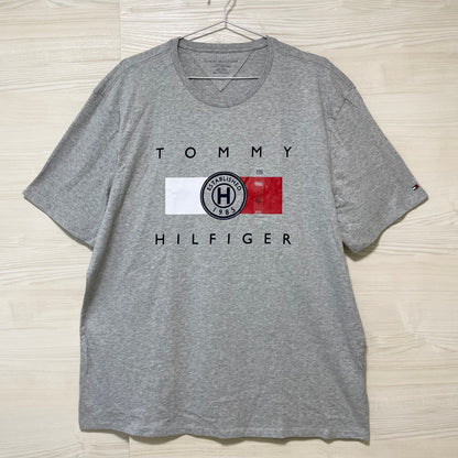 TOMMY HILFIGER トミーヒルフィガー Tシャツ XXL カットソー 半袖 プリント ロゴ シンプル メンズ グレー