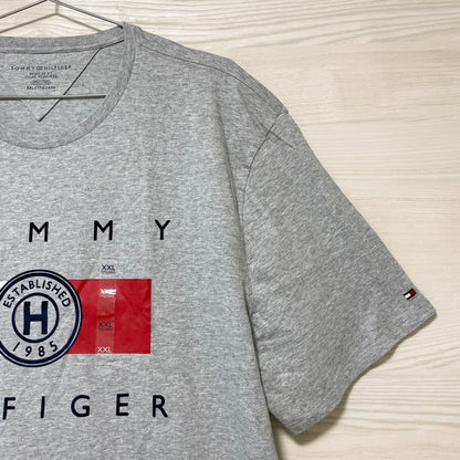 TOMMY HILFIGER トミーヒルフィガー Tシャツ XXL カットソー 半袖 プリント ロゴ シンプル メンズ グレー
