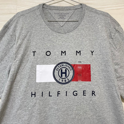 TOMMY HILFIGER トミーヒルフィガー Tシャツ XXL カットソー 半袖 プリント ロゴ シンプル メンズ グレー