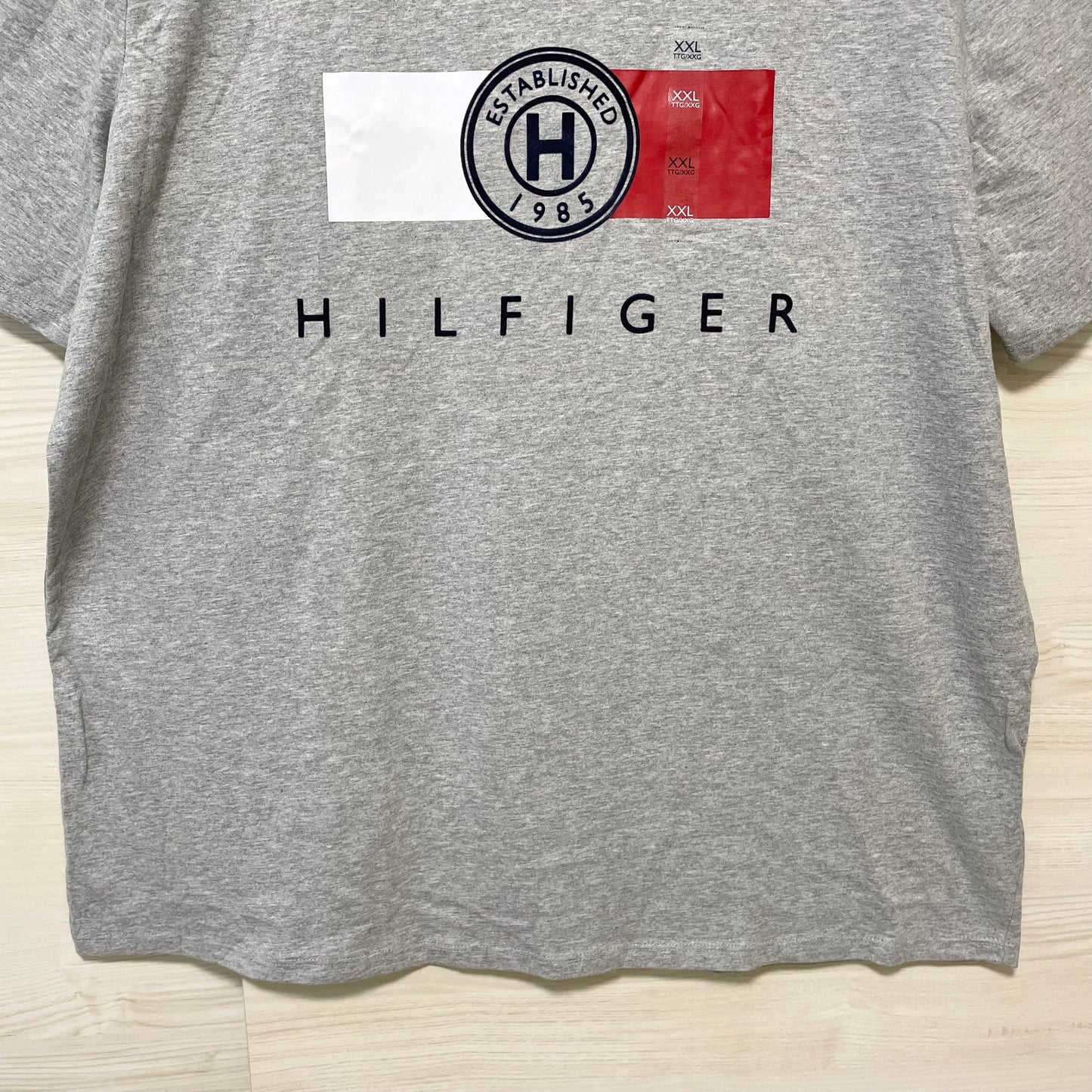 TOMMY HILFIGER トミーヒルフィガー Tシャツ XXL カットソー 半袖 プリント ロゴ シンプル メンズ グレー