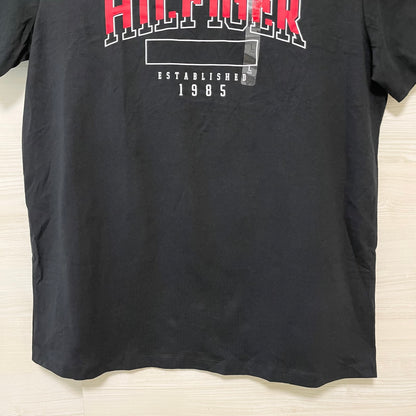 TOMMY HILFIGER トミーヒルフィガー Tシャツ L カットソー 半袖 プリント ロゴ シンプル メンズ 綿 ブラック