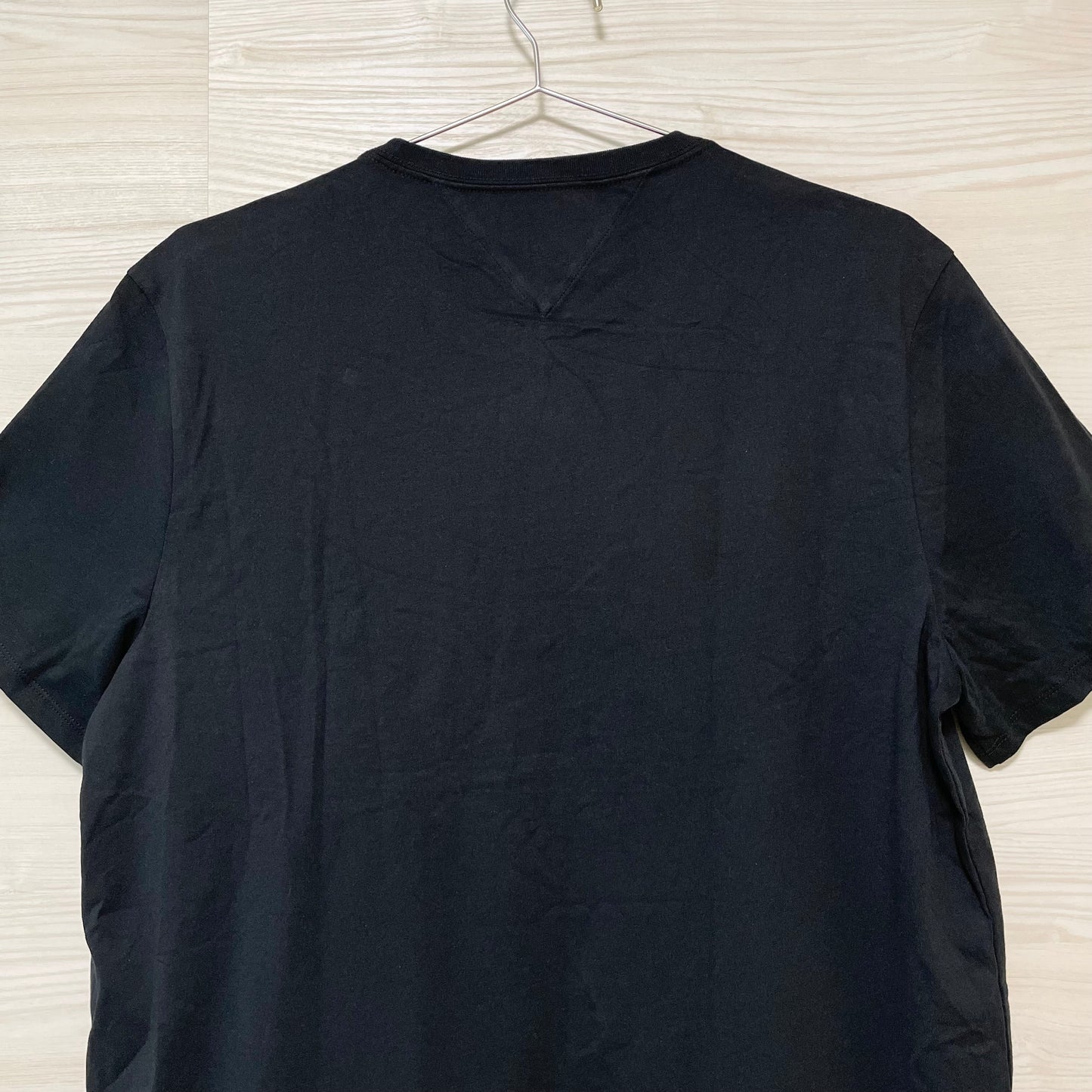 TOMMY HILFIGER トミーヒルフィガー Tシャツ L カットソー 半袖 プリント ロゴ シンプル メンズ 綿 ブラック