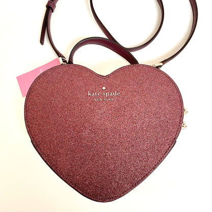 ケイトスペード ショルダーバッグ 斜め掛け ハート グリッター レディース 赤