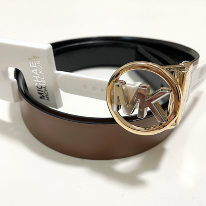 MICHAEL KORS マイケルコース ベルト L リバーシブル レディース バックル シンプル ロゴ ツヤ 黒 ブラック 茶