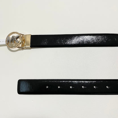 MICHAEL KORS マイケルコース ベルト L リバーシブル レディース バックル シンプル ロゴ ツヤ 黒 ブラック 茶