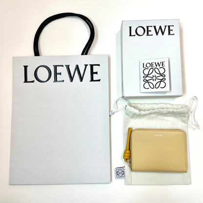 LOEWE ロエベ 財布 ウォレット ノット コンパクト ジップアラウンドレディース シャイニーナパカーフ 黄 イエロー ミニ財布