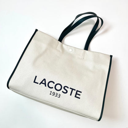 LACOSTE ラコステ バッグ レディース ヘリテージキャンバス テニススタイルトートバッグ カジュアル 大きめ 綿 ベージュ