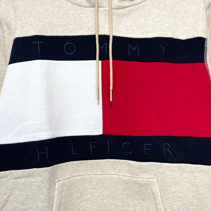 TOMMY HILFIGER トミーヒルフィガー パーカー L 長袖 フード フーディ ブランド ロゴ レディース ベージュ