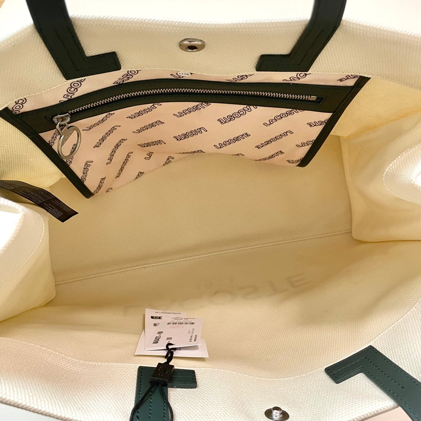 LACOSTE ラコステ バッグ レディース ヘリテージキャンバス テニススタイルトートバッグ カジュアル 大きめ 綿 ベージュ