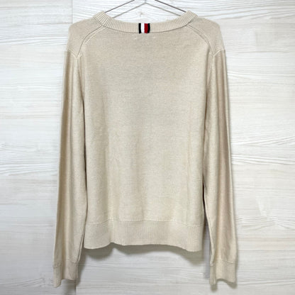 TOMMY HILFIGER トミーヒルフィガー セーター XXL 長袖 ニット ブランド フラッグ ロゴ レディース ベージュ