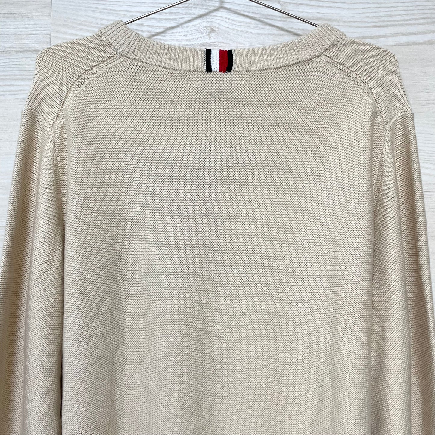 TOMMY HILFIGER トミーヒルフィガー セーター XXL 長袖 ニット ブランド フラッグ ロゴ レディース ベージュ