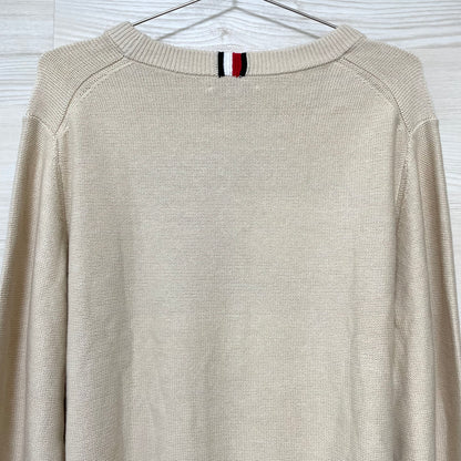 TOMMY HILFIGER トミーヒルフィガー セーター XXL 長袖 ニット ブランド フラッグ ロゴ レディース ベージュ