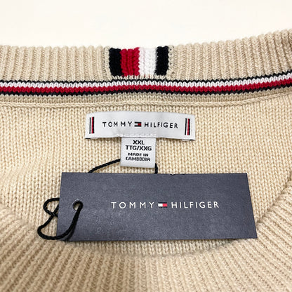 TOMMY HILFIGER トミーヒルフィガー セーター XXL 長袖 ニット ブランド フラッグ ロゴ レディース ベージュ