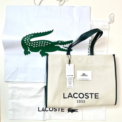 LACOSTE ラコステ バッグ レディース ヘリテージキャンバス テニススタイルトートバッグ カジュアル 大きめ 綿 ベージュ