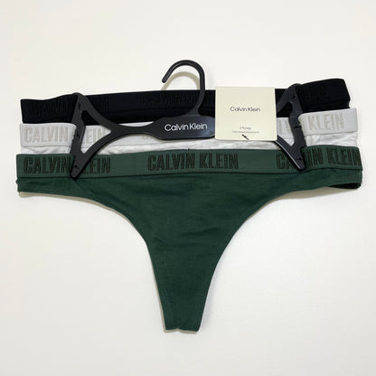 Calvin Klein カルバンクライン ショーツ M 3枚セット Tバック レディース 緑 グリーン グレー 黒 ブラック