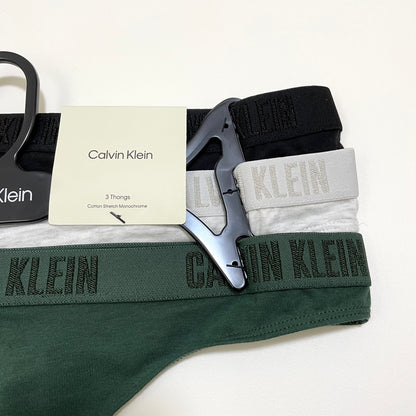 Calvin Klein カルバンクライン ショーツ M 3枚セット Tバック レディース 緑 グリーン グレー 黒 ブラック