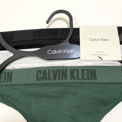 Calvin Klein カルバンクライン ショーツ M 3枚セット Tバック レディース 緑 グリーン グレー 黒 ブラック
