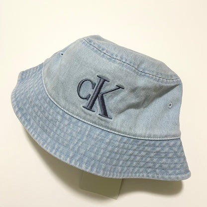 Calvin Klein カルバンクライン バケハ バケットハット 帽子 ONE SIZE デニム 刺繍 ロゴ レディース 青