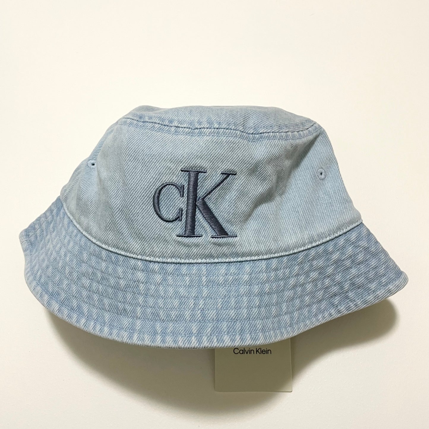 Calvin Klein カルバンクライン バケハ バケットハット 帽子 ONE SIZE デニム 刺繍 ロゴ レディース 青