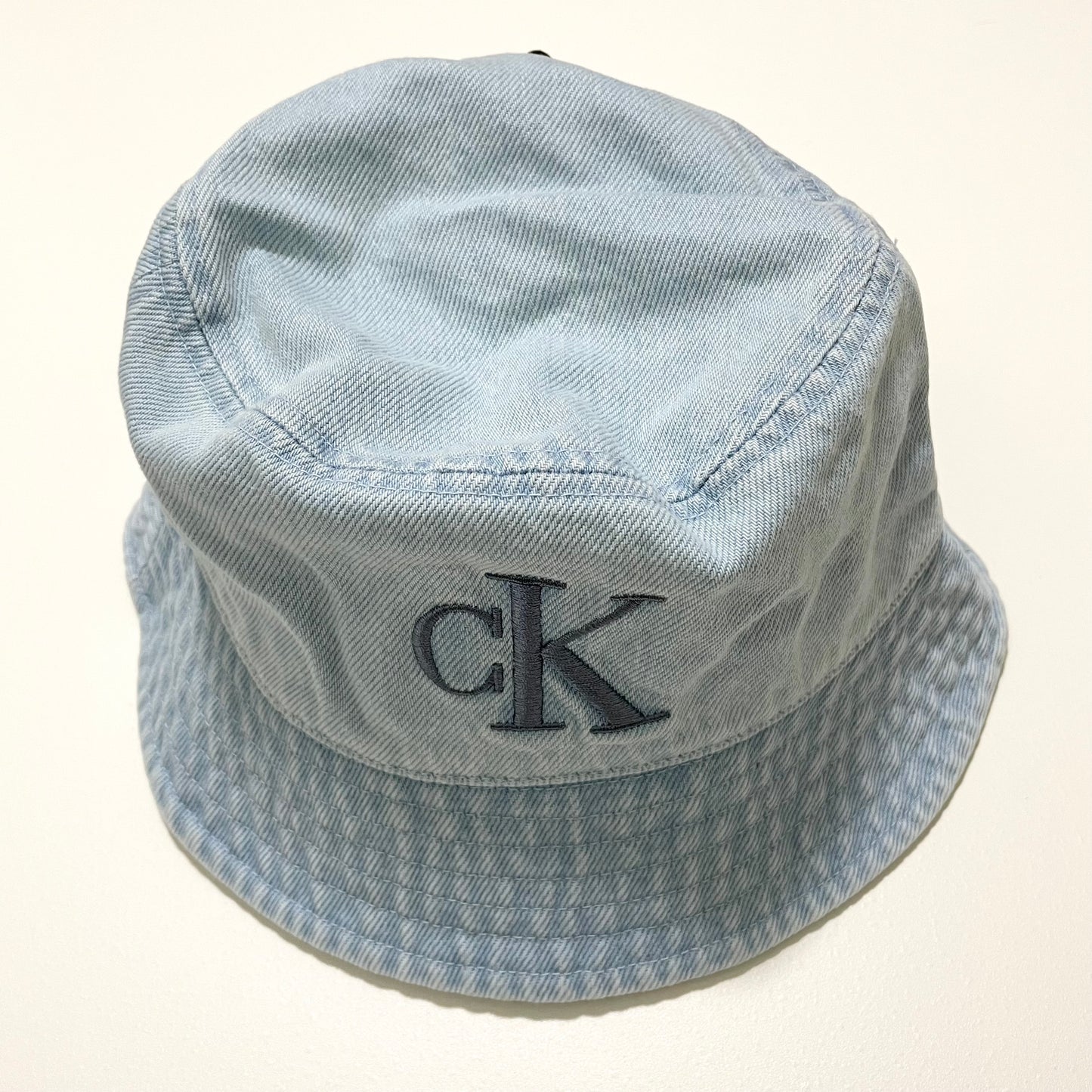 Calvin Klein カルバンクライン バケハ バケットハット 帽子 ONE SIZE デニム 刺繍 ロゴ レディース 青