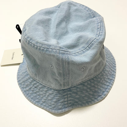 Calvin Klein カルバンクライン バケハ バケットハット 帽子 ONE SIZE デニム 刺繍 ロゴ レディース 青